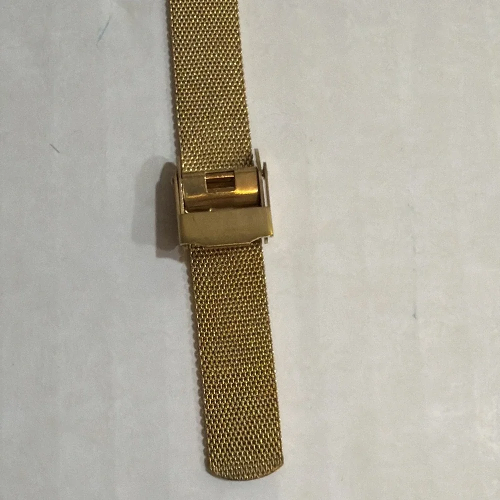 Skagen Women's Gold Dial Quartz Watch Gold Mesh Band Diamond Markers 30m